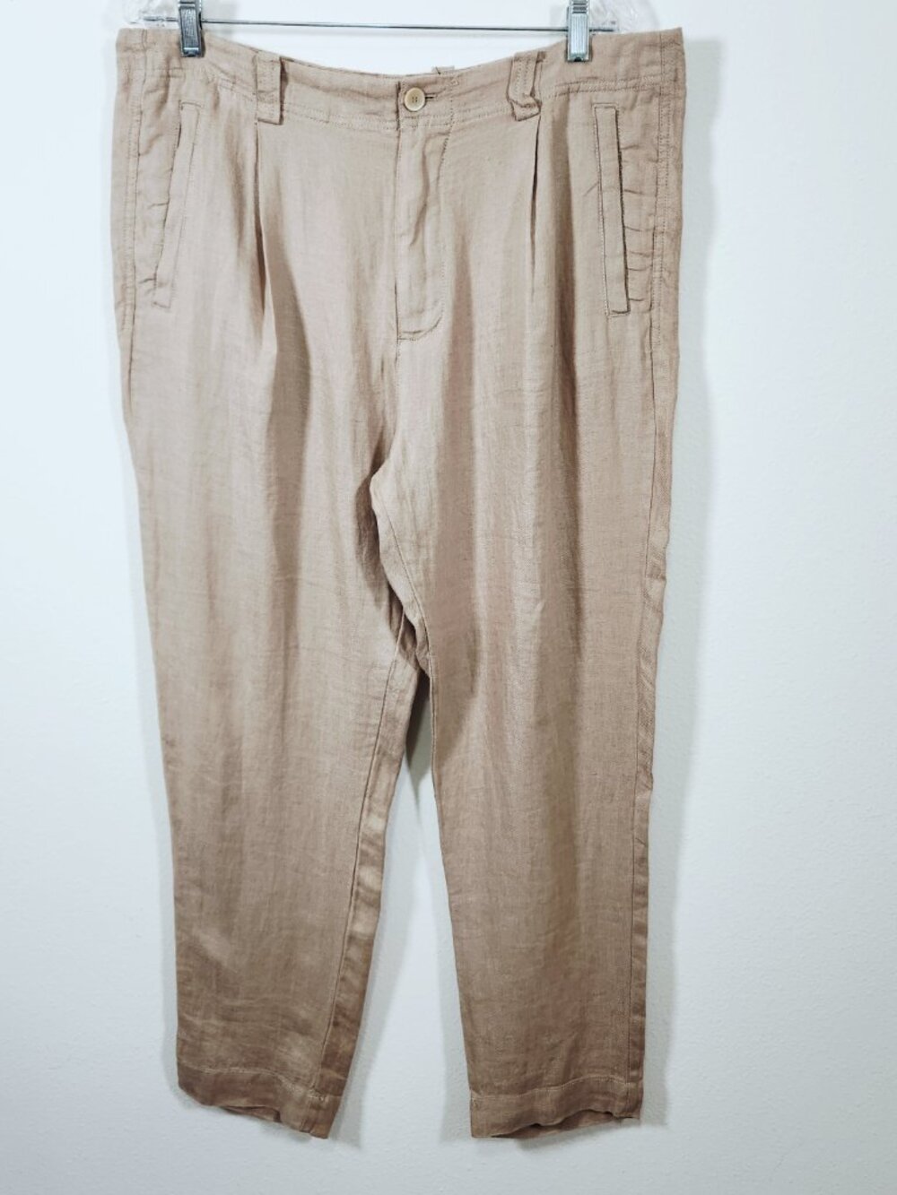 Zara Mens Linen Pants Trousers Size 34x28 Tan Brown Resort Preppy Summer Vaca
